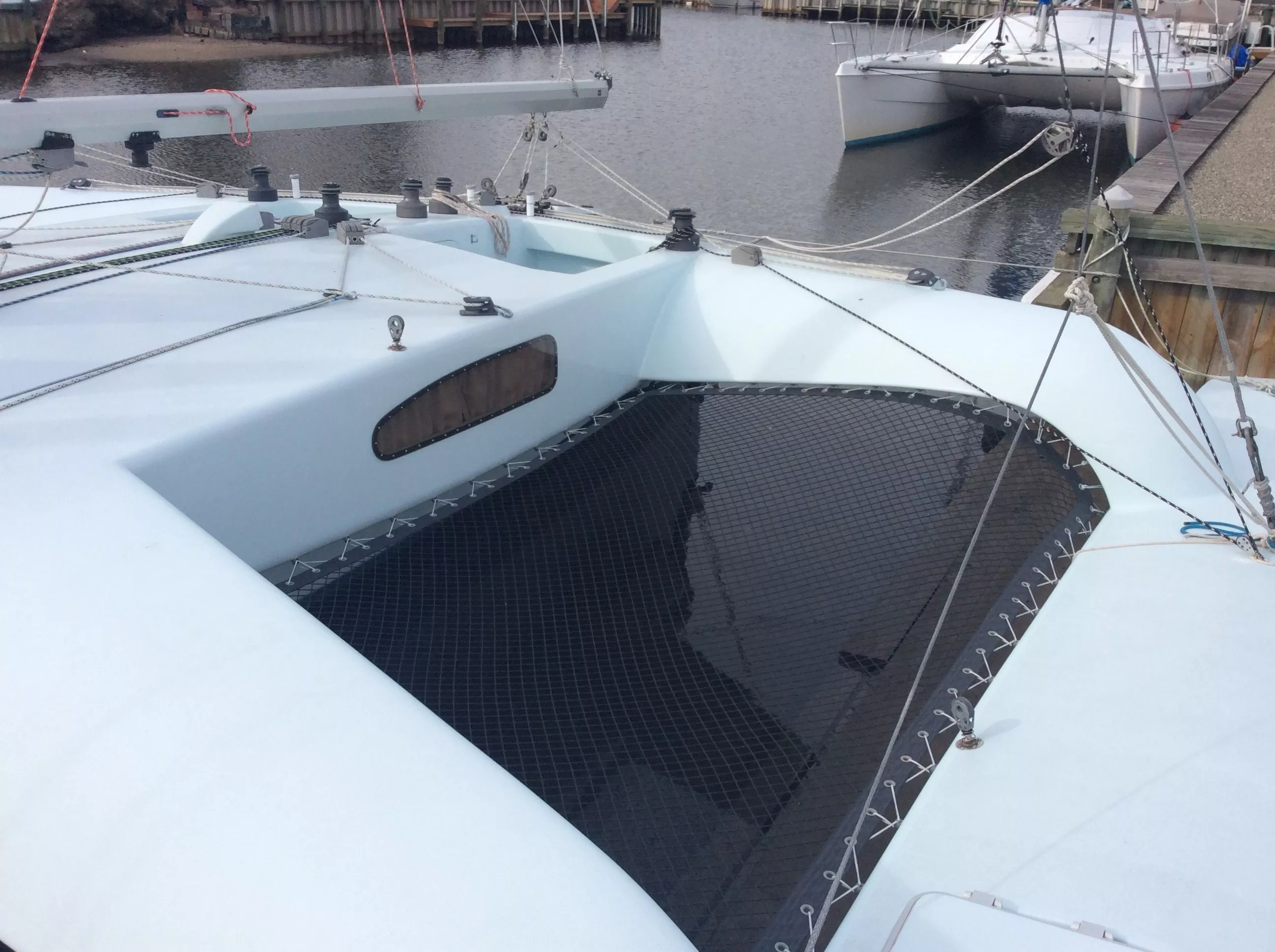 UltraPro 1-1/4” Polyester Open Net for a Corsair 37 Aft 4 sided catamaran trampoline net main picture