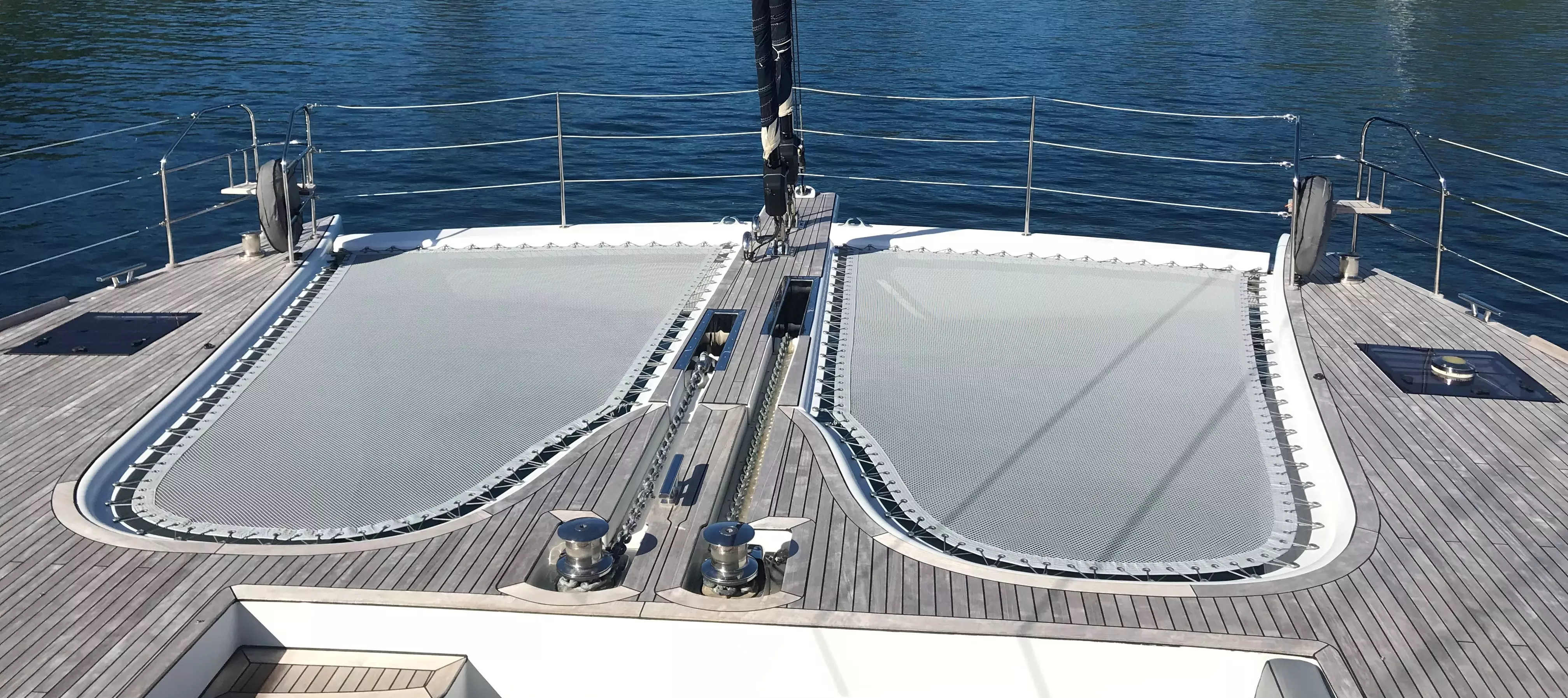 These perfectly fit Sunreef 74 nets were designed remotely with our customer using the Sunrise Triangulation Method.